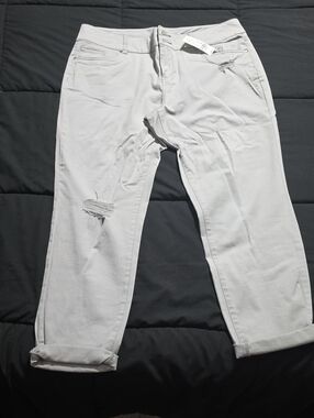 Womens Light Gray Distressed Casual Pants